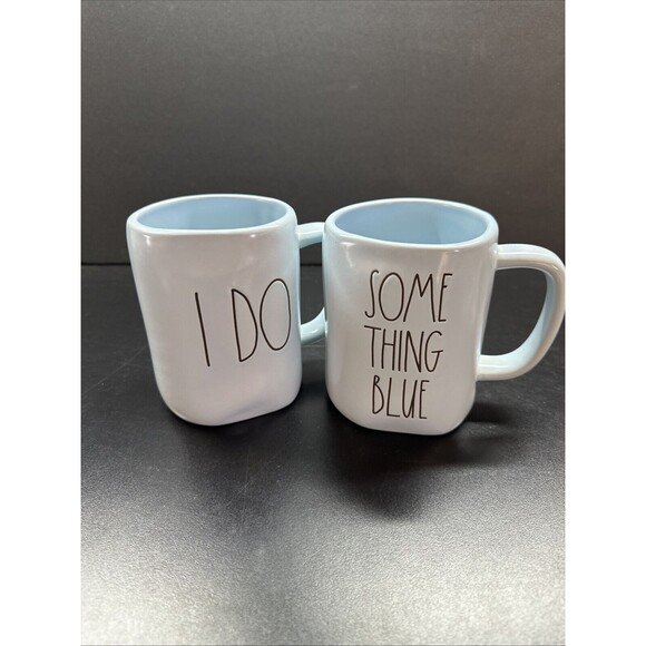 Rae Dunn “SOMETHING BLUE - I DO” Mug Set - Picture 1 of 7